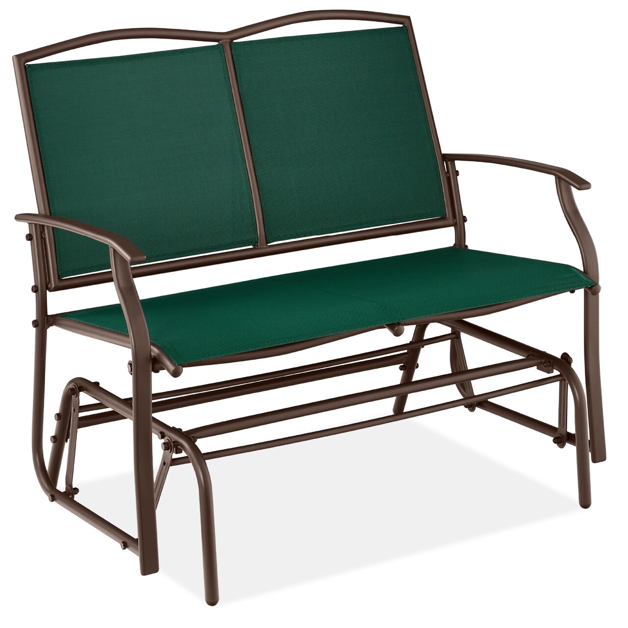 Best Choice Products 2-Person Outdoor Swing Glider, Steel Patio Loveseat, Bench Rocker w/ Armrests